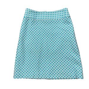 Talbots Teal and White Basket Weave A Line Skirt Size 6 Lined Career Teacher
